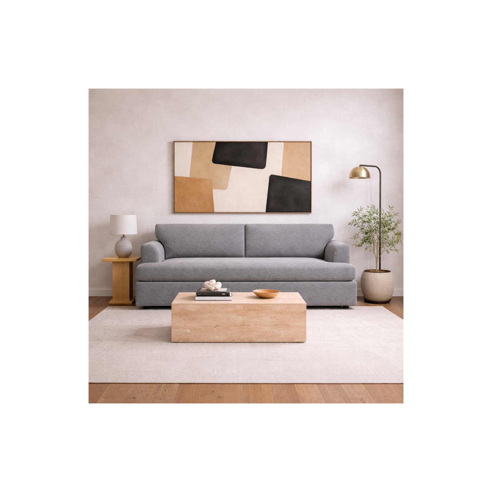 Brooks 92.5" Upholstered Sofa, Evan Metal