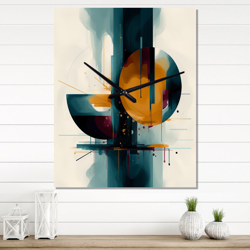 Jaleyah - Horloge murale géométrique moderne, H 32 po x l 16 po x P 1 po