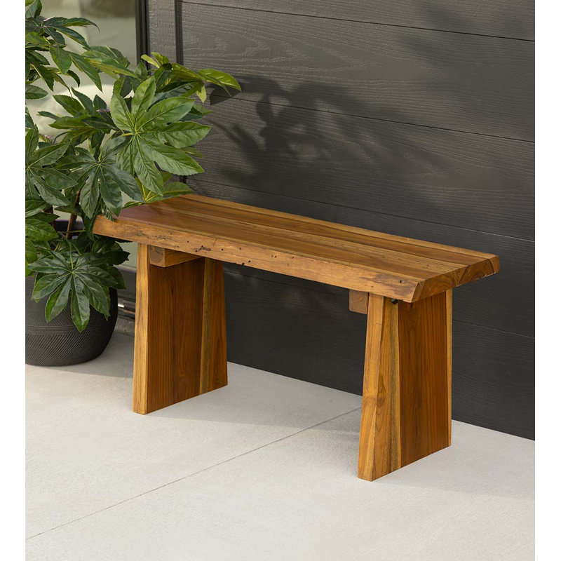 Devol Live-Edge Teak Wood Garden Bench