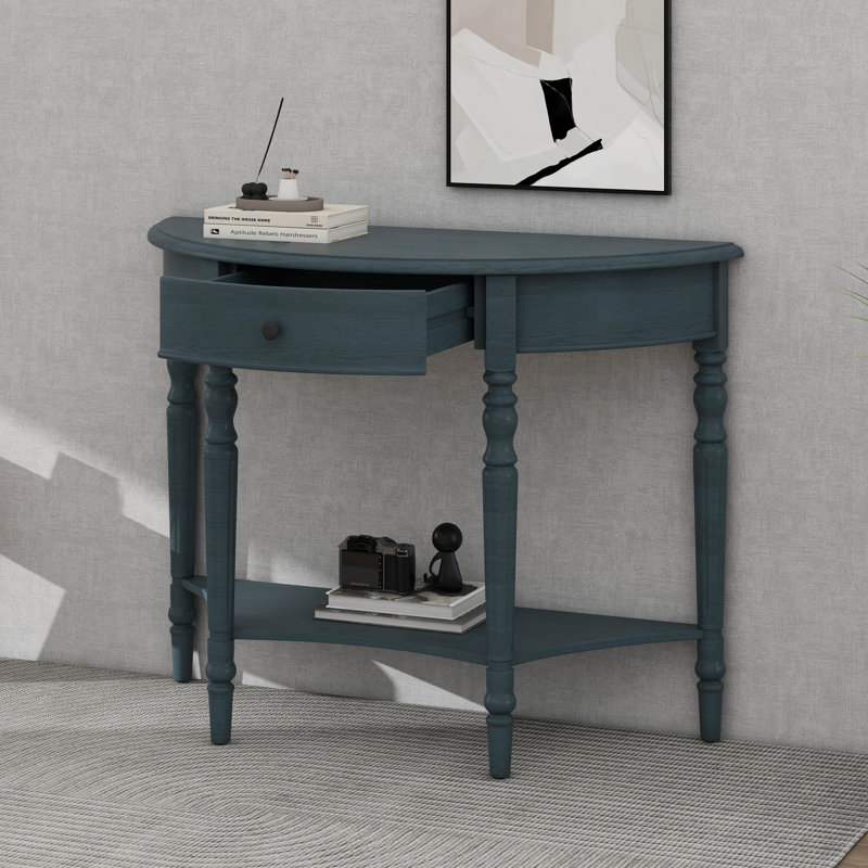 Console avec tiroir et tablette Farmhouse, Marine