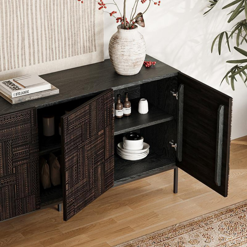 Buffet sculpté de style français, H 33,46 po x l 59,06 po x P 17,72 po