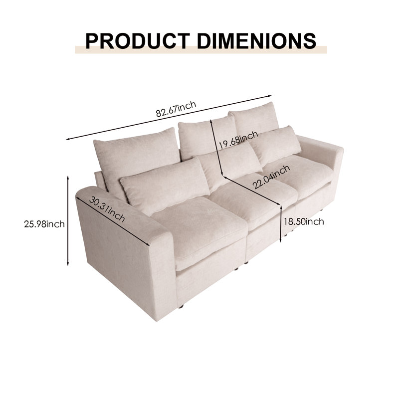 Canapé modulaire modulaire 3 places beige, Beige