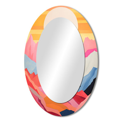 Mountains Sunrise Realms II - Multi-Color Traditional Oval Wall Mirror