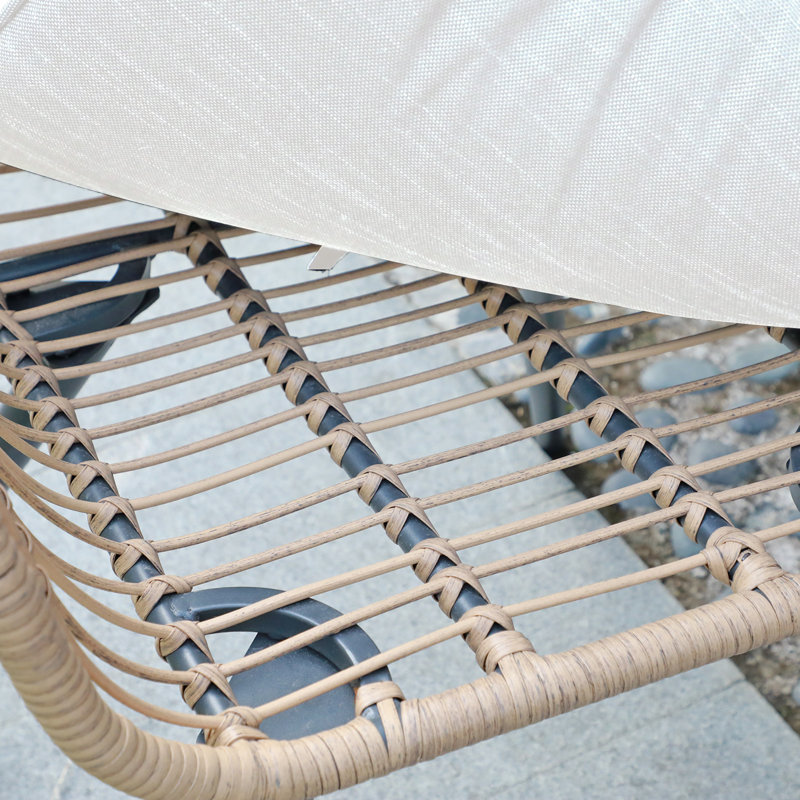 Ensemble de conversation modulaire en rotin avec coussins 4 pièces Ledet, Blanc