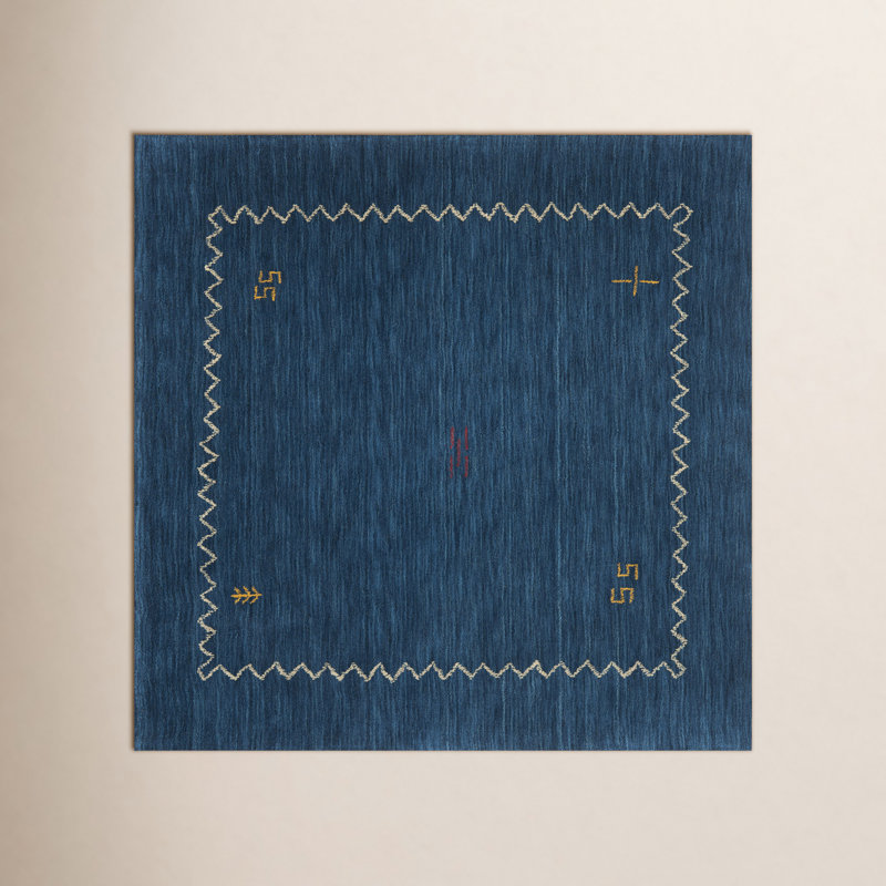 Danforth Hand-Woven Flatweave Wool Area Rug, Square 8'