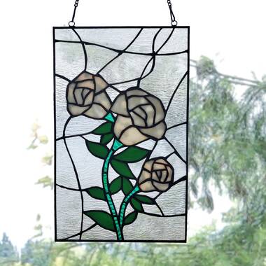 Window Hanging Stained Glass Flowers Suncatcher for Window Framed Glass  Paint Window Decoration Botanical Home Decor 