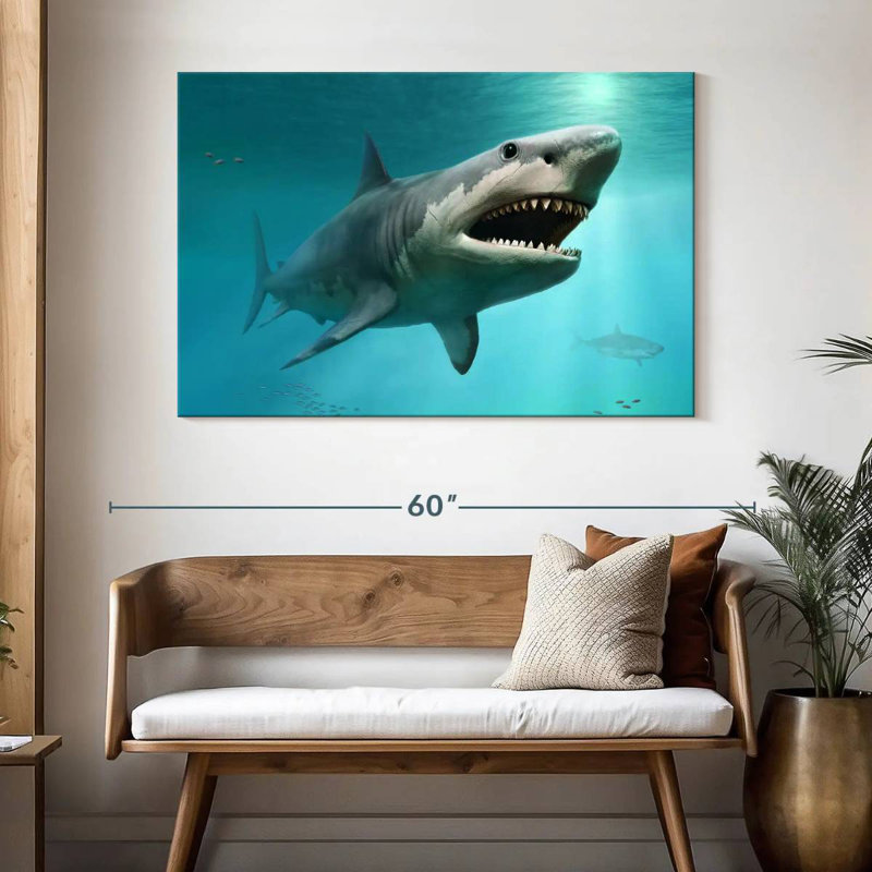 Brampt Extinct Megalodon Shark, 32'' H x 48'' W