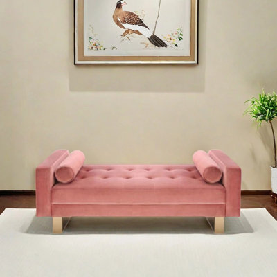 Velvet Upholstered Steel Bench Wide Comfort