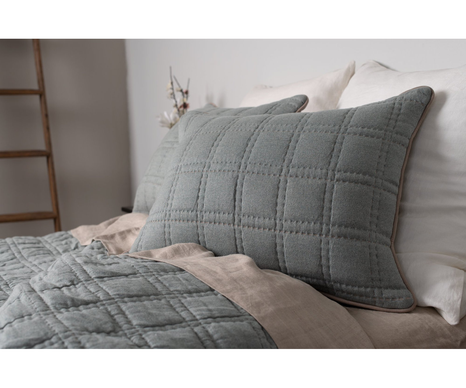 Gana Cotton Quilt Set, Twin, Mineral