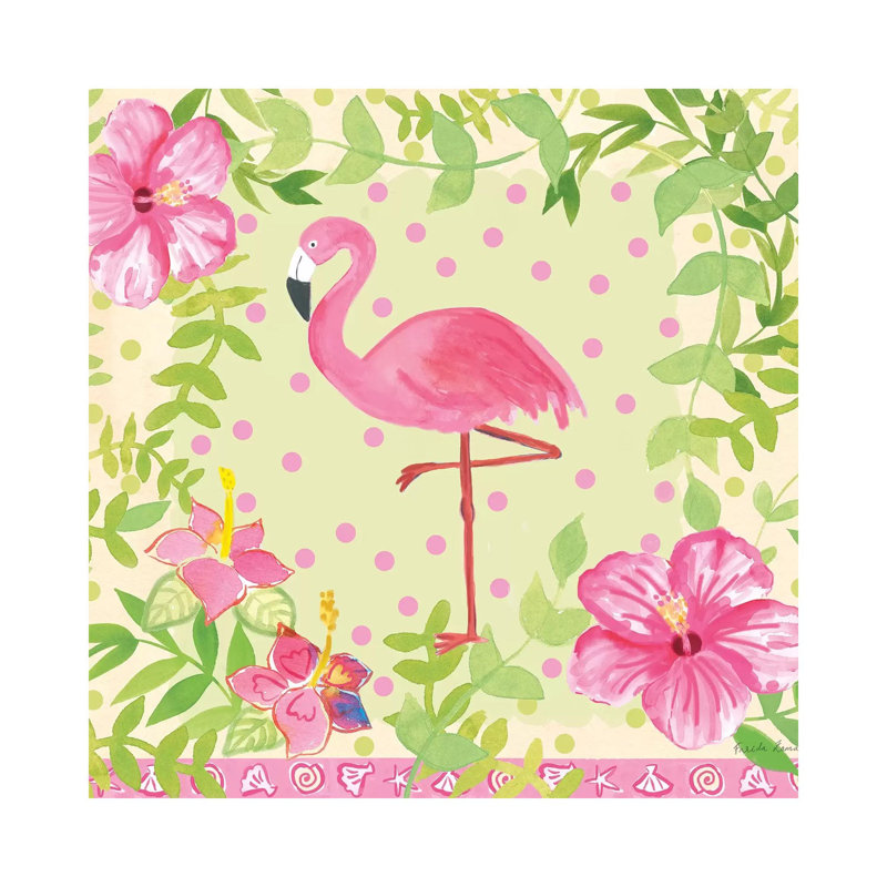 Flamingo Dance I by Farida Zaman - Wrapped Canvas Painting, 30.48 cm H x 30.48 cm W