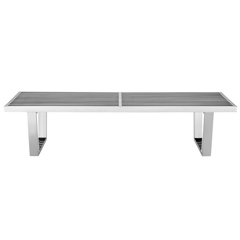 Modway 5-foot Two-Seater Stainless Steel Platform Bench
