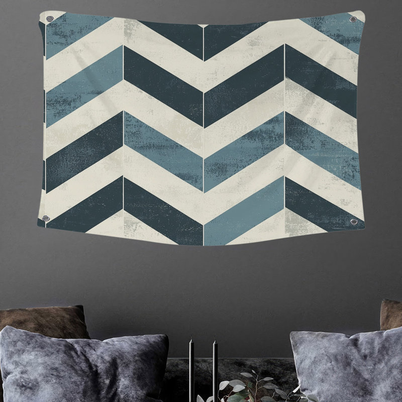 Tapisserie murale à chevrons - Décoration murale géométrique, H 50 po x l 60 po