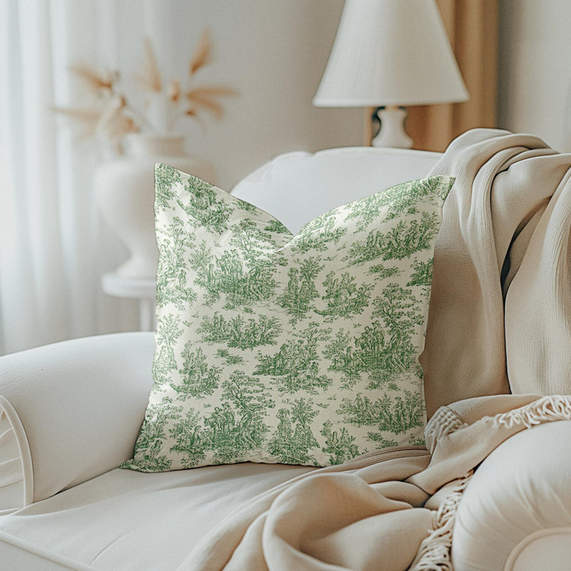 Housse de coussin en sapin vert pastorale, Carré 21 po
