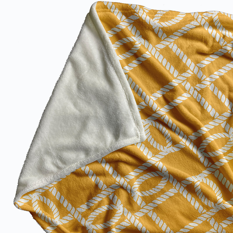 Jeté à motif géométrique Nautical Nights, L 60 po x l 50 po x P 0,5 po, Jaune
