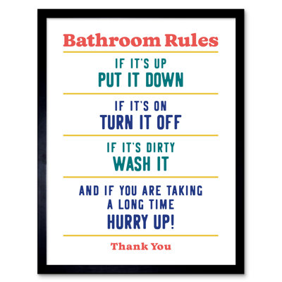 Bathroom Rules - Single Picture Frame Print