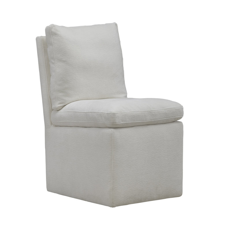 Faouzi Upholstered Dining Chair w/ Casters, White