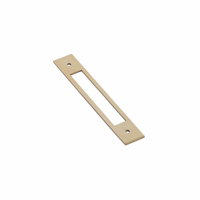 Plaque arrière pour poignées de tiroir / tiroir Emtek, H 6,25 po x l 1 po, Laiton satiné