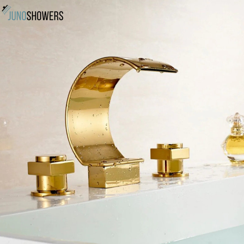 Juno Gold Finish Bathroom Basin Sink Faucet – Dual Handle, Luxury Design