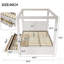 Lit plateforme à baldaquin avec lit gigogne et trois tiroirs de rangement Upholstery-129758979
