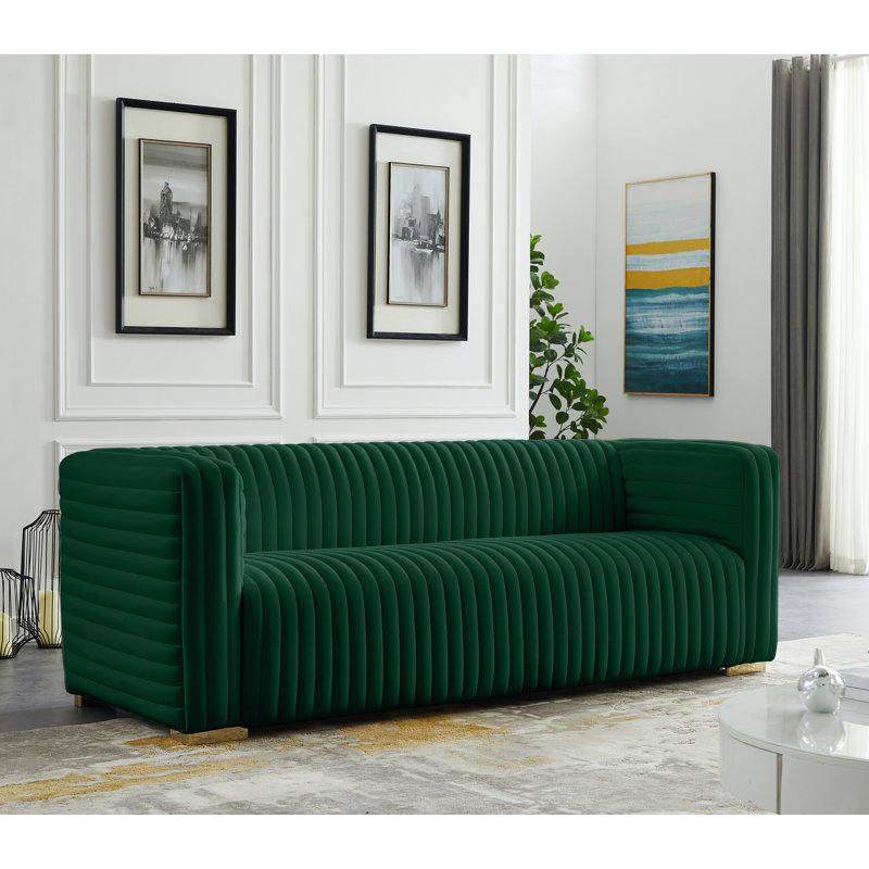 Fareid 88'' Velvet Sofa, Green Velvet