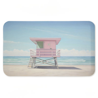 Miami Beach Lifeguard Station Ergonomic Non Slip Kitchen Mat Recycled Cushioned, 18"x30"