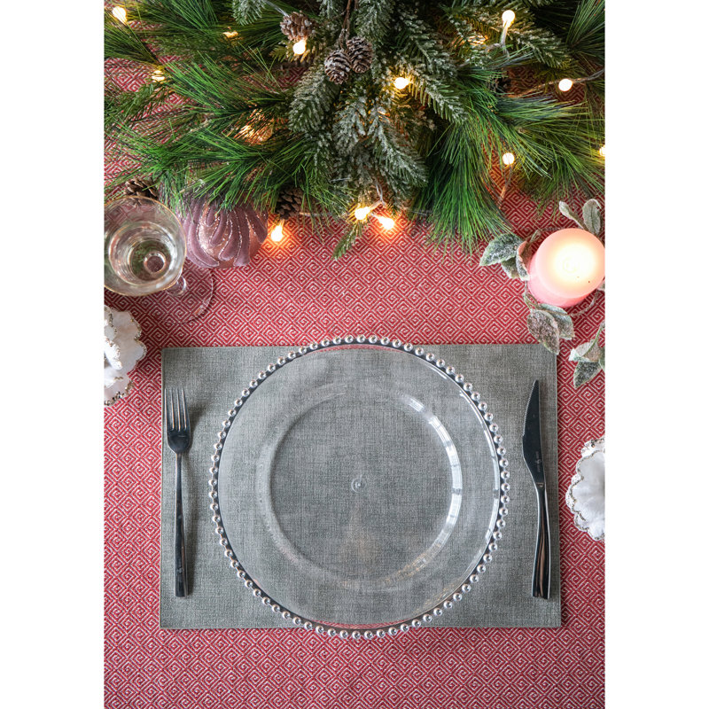 Paquet de 8 assiettes de présentation en plastique, P 13 po, Argent argent