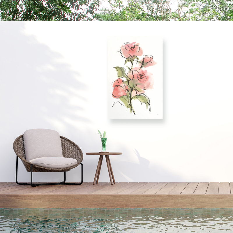 Toile d'extérieur texturée «Chris Paschke Rose I», H 24 po x l 16 po