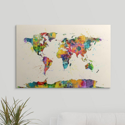 «Map of the World Map Watercolor» par Francy, impression d'art graphique