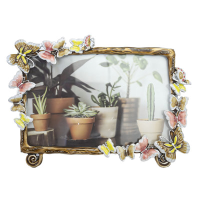 Cadre photo floral 4 x 6 en métal et verre haute définition