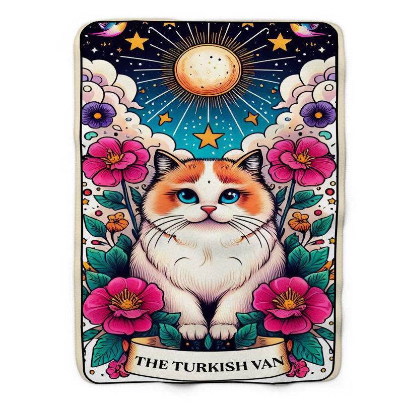The Turkish Van Tarot Card - Jeté Sherp Premium 1 pièce, L 50 po x L 60 po