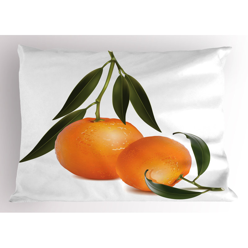 Tangerine and Olive Green Microfiber Pillow Shams 2-Pack