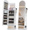 Armoire à bijoux pivotante à 360 °, armoire à bijoux sur pied H 64 po avec 6 lumières DEL, organisateur de bijoux verrouillable, miroir pleine grandeur avec rangement, tablette intérieure, tiroirs