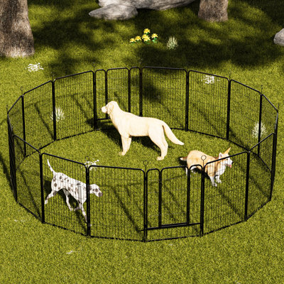 Heavy Duty Metal Dog Playpen with 16 Panels, Rust-Resistant and Expandable Design for Indoor and Outdoor Use