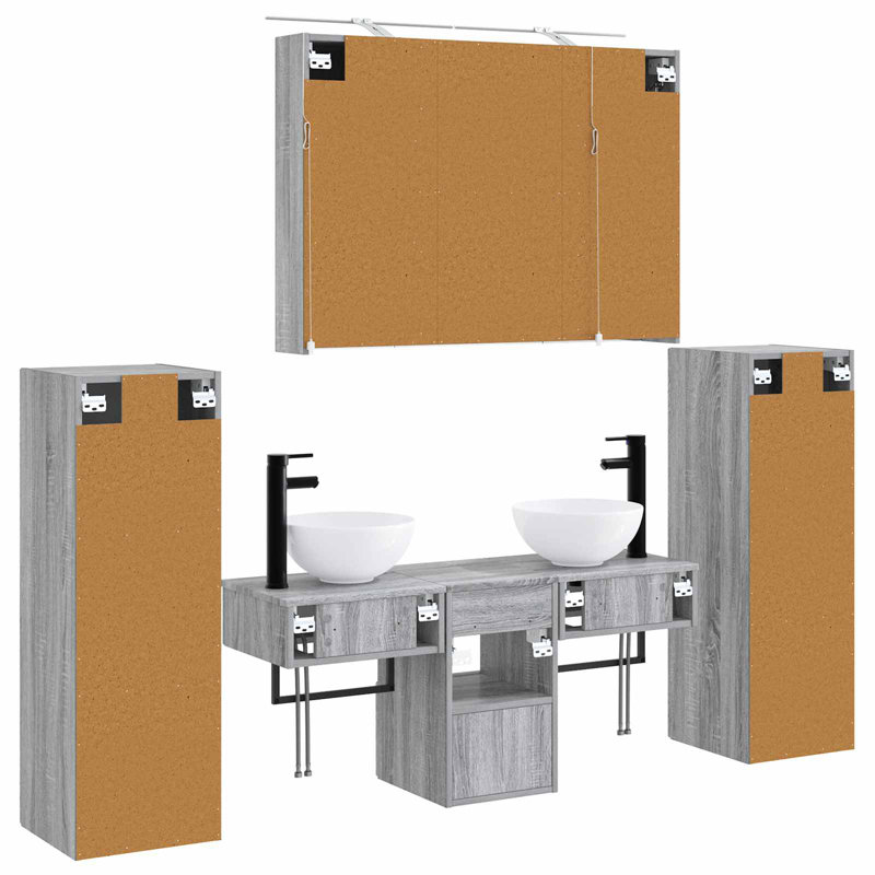 Vanity & Mirror Set, Grey Sonoma