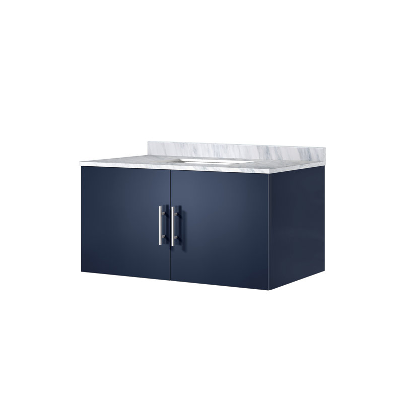 Meuble-lavabo avec plateau en marbre de Carrare, Marine