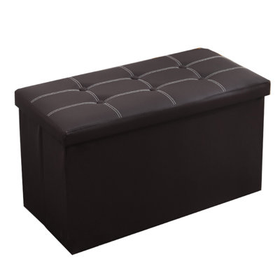 Home Storage Ottoman Cube Faux Leather Fabric Footrest Chest Stools