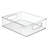 iDesign Plastic Stackable Kitchen Bin with Easy to Grip Integrated Handles, 10" x 8" x 3", Clear