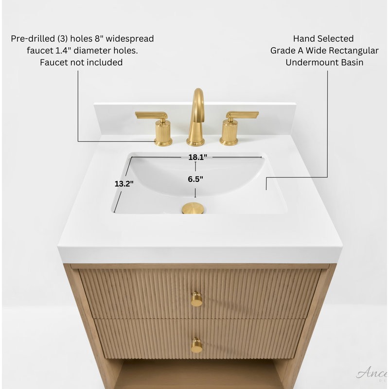 Momo 36" Freestanding Standard Single Bathroom Vanity with Top, Oak, 24"