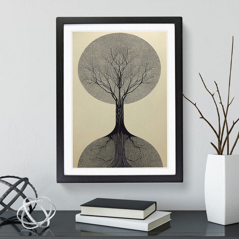 Antique Tree No.1 - Single Picture Frame Print, 34cm H x 25cm W x 2cm D, Black Framed