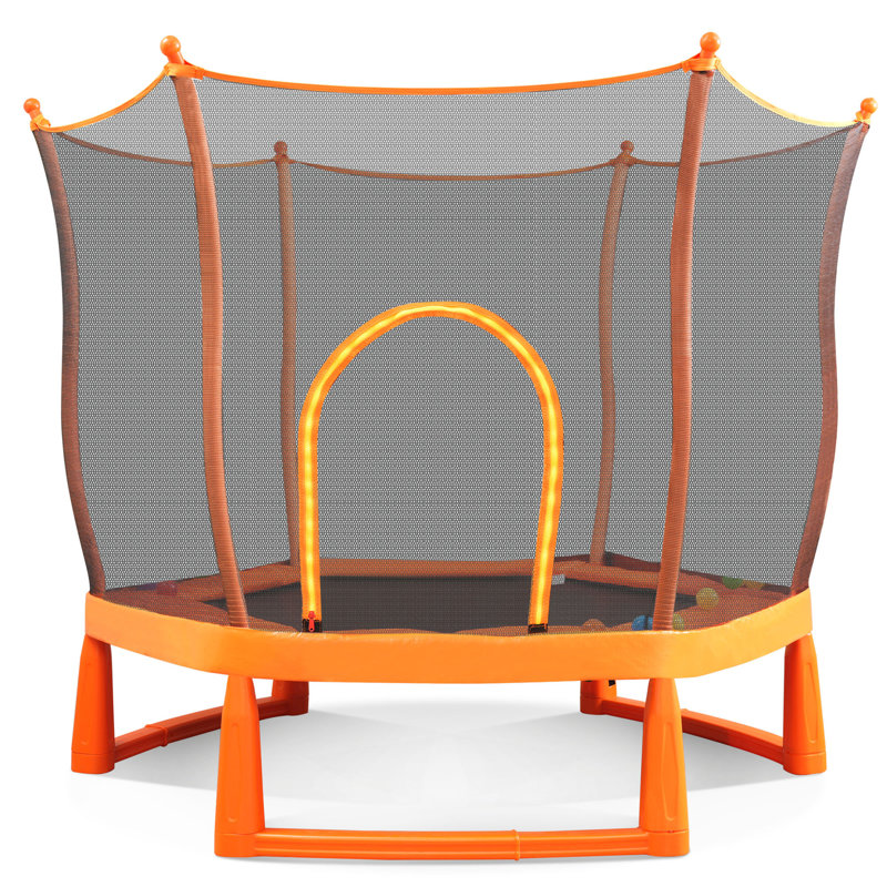 6FT Toddler Trampoline with Safety Net & Ocean Balls - Indoor/Outdoor Ball Pit Fun