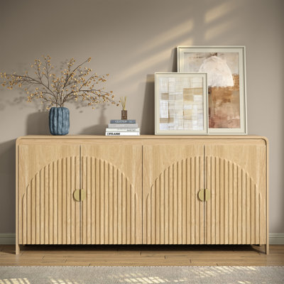 Corvis 63" Sideboard Cabinet with 3D Embossed Arched Doors, Buffet Cabinet with Adjustable Shelves and Storage for Dining Room, Kitchen & Living Room