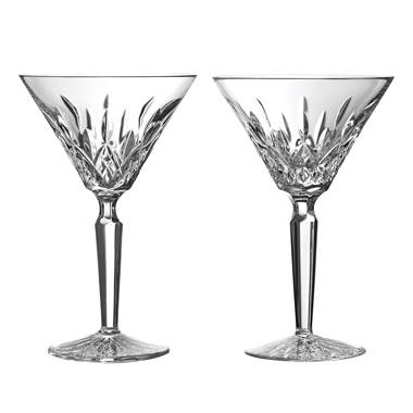 Set of 2 Waterford 8oz. Hand Made Crystal Martini Glasses