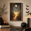 Toile dorée d'automne à travers les arbres sous Halloween, art mural sur toile-1177208282