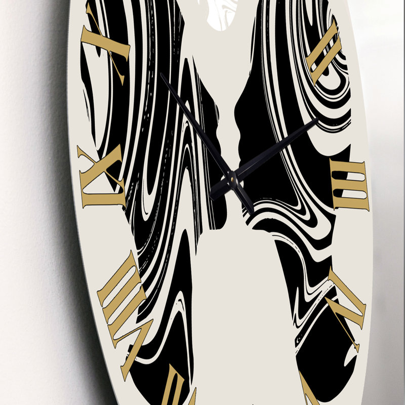 Horloge murale moderne Empowered Cosmic Women Geometric Goddess Series - noir et blanc IV, Petit