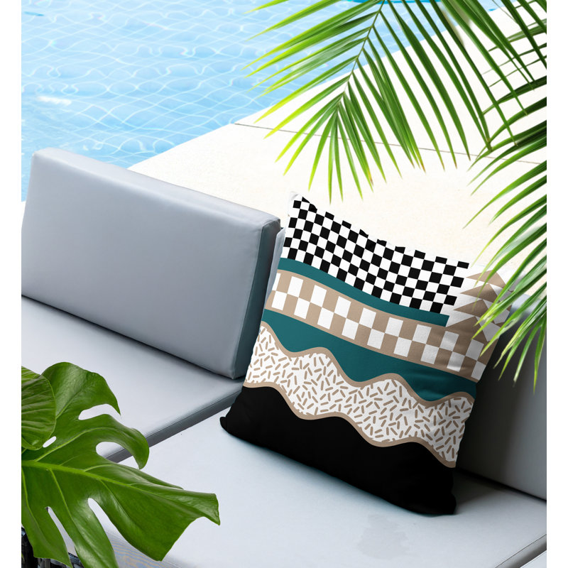 Coussin carré intérieur / extérieur Trix Abstract, Carré 20 po, Émeraude