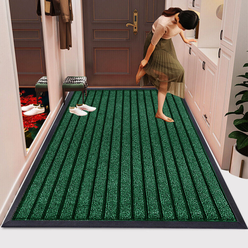 Non-Slip Indoor Outdoor Door Mat, Green, Rectangle 50 x 90 cm