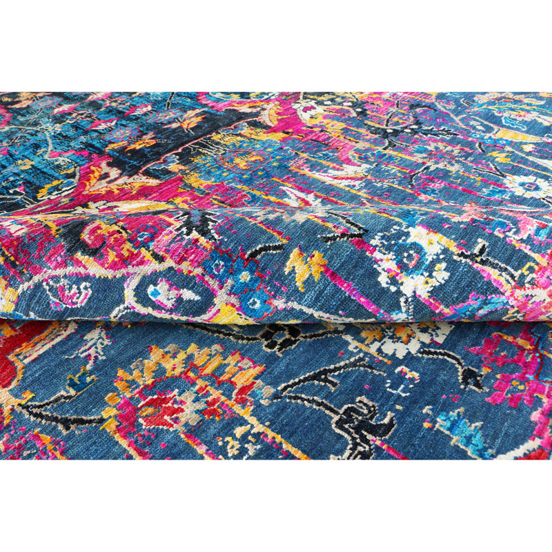 Handmade Silk and Wool Area Rug, Rectangle 9' x 12'