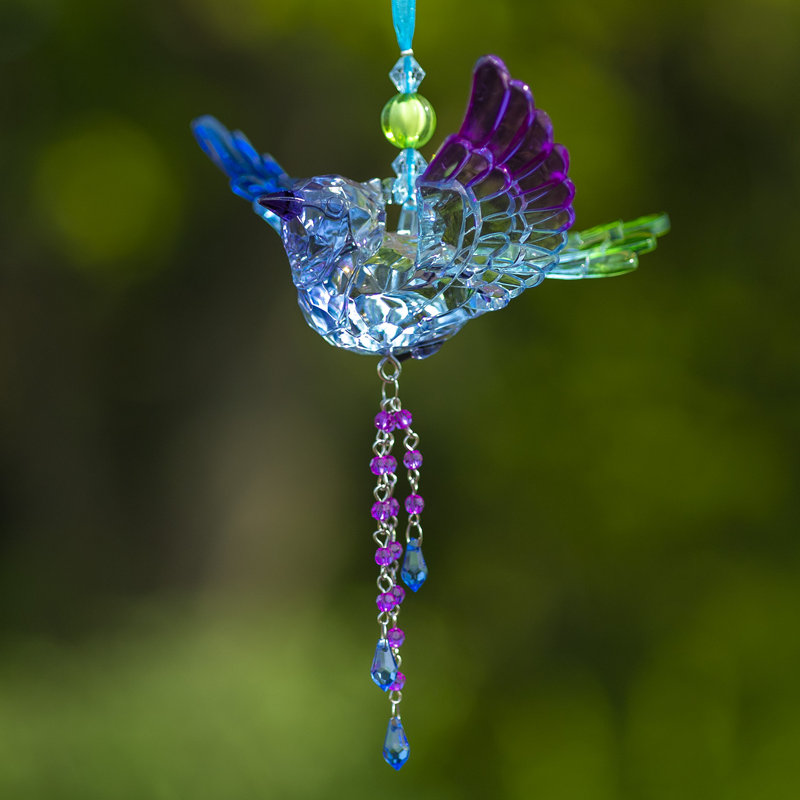 Ensemble de 6 ornements suspendus en geai bleu acrylique avec pampille perlée