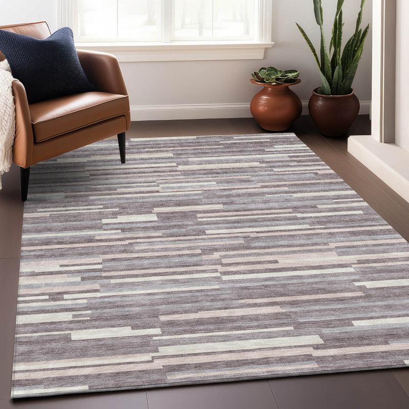Tapis lavande Prisco lavable à la machine de qualité supérieure, Rectangle 2 pi 6 po x 3 pi 10 po