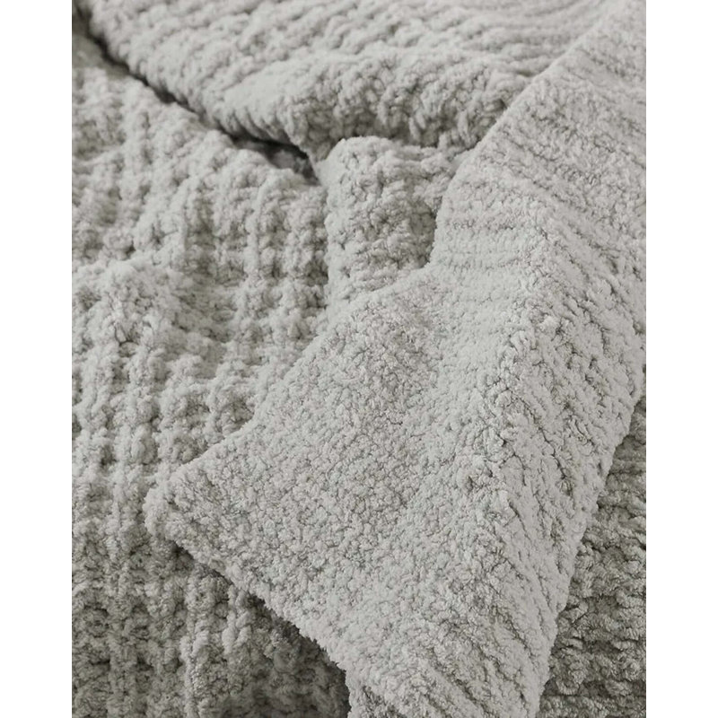 Waffle Throw Blanket, Cloud Gray
